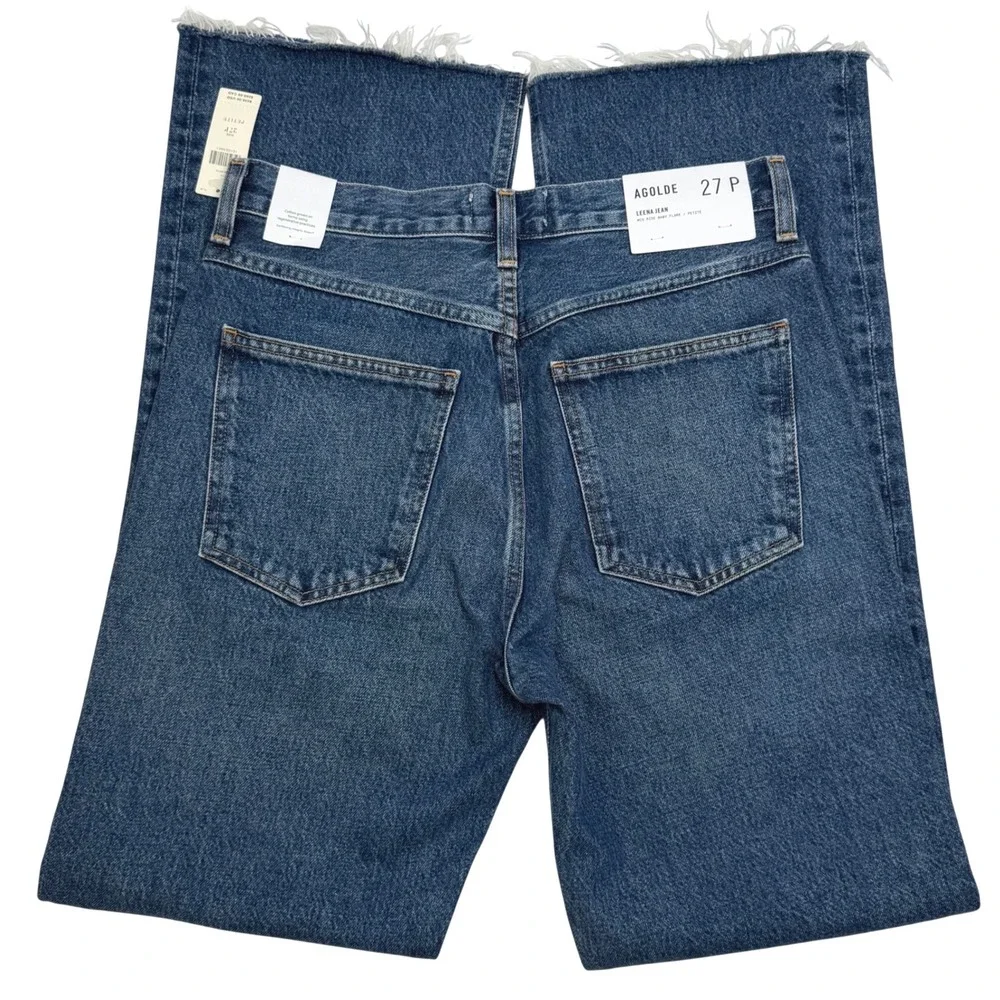 NWT AGOLDE Leena Jean Petite 27P Denim Baby Boot Cut 31" Raw Hem Anthropologie - Picture 4 of 14